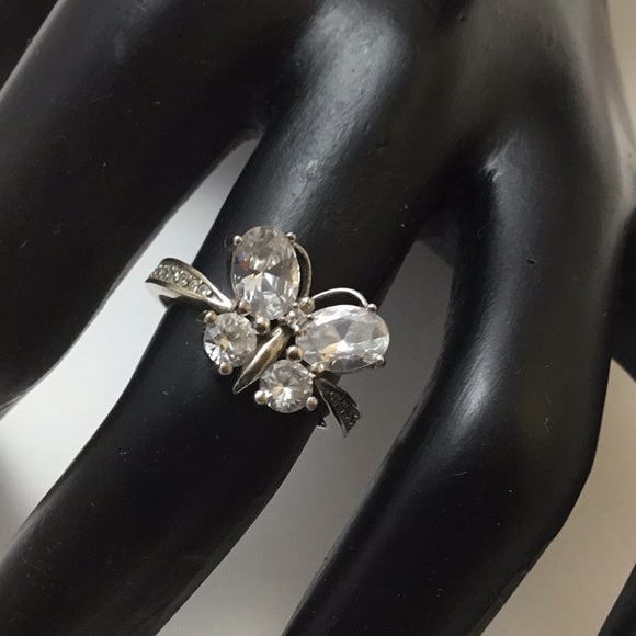 Jewelry - Clear CZ butterfly silver Ring